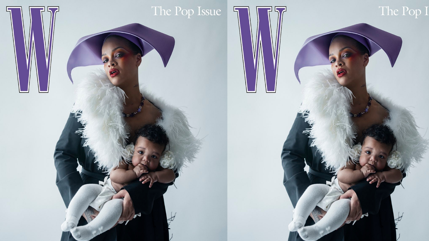 Rihanna posa em capa de revista ao lado da filha e admite ter sido "ofuscada" pela pequena Rocki 
